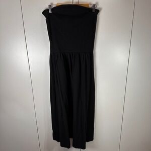 NWT Sincerely Jules Black Linen Blend Strapless Midi Dress with Pockets - L‎